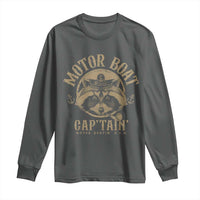Funny Raccoon Motor Boat Captain Long Sleeve Shirt