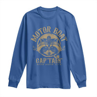 Funny Raccoon Motor Boat Captain Long Sleeve Shirt