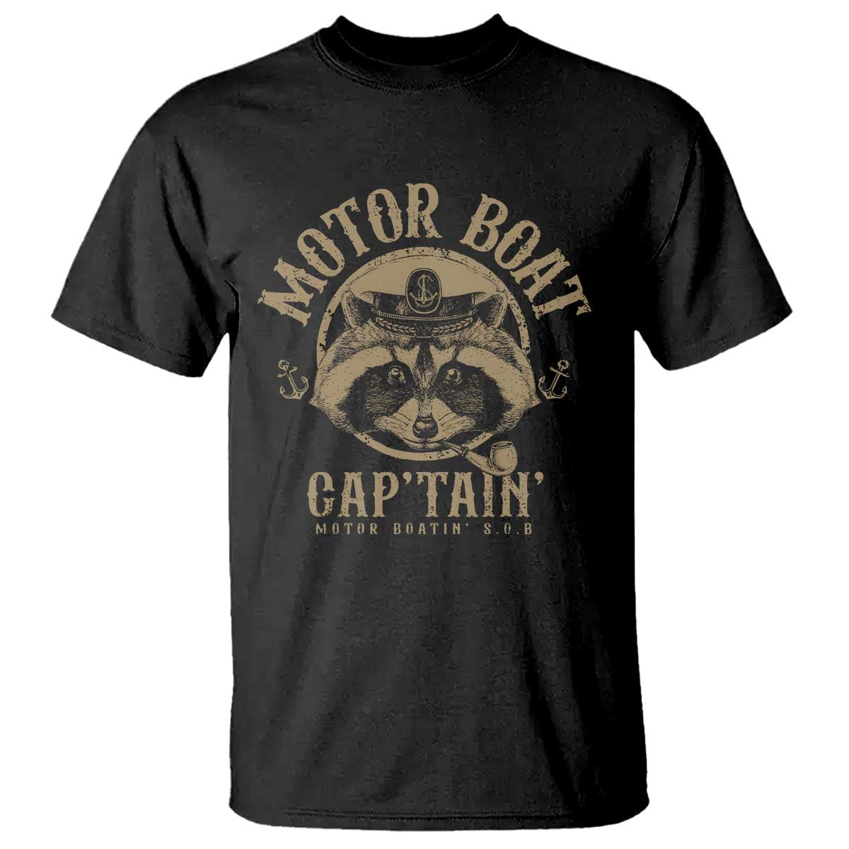 Funny Raccoon Motor Boat Captain T Shirt