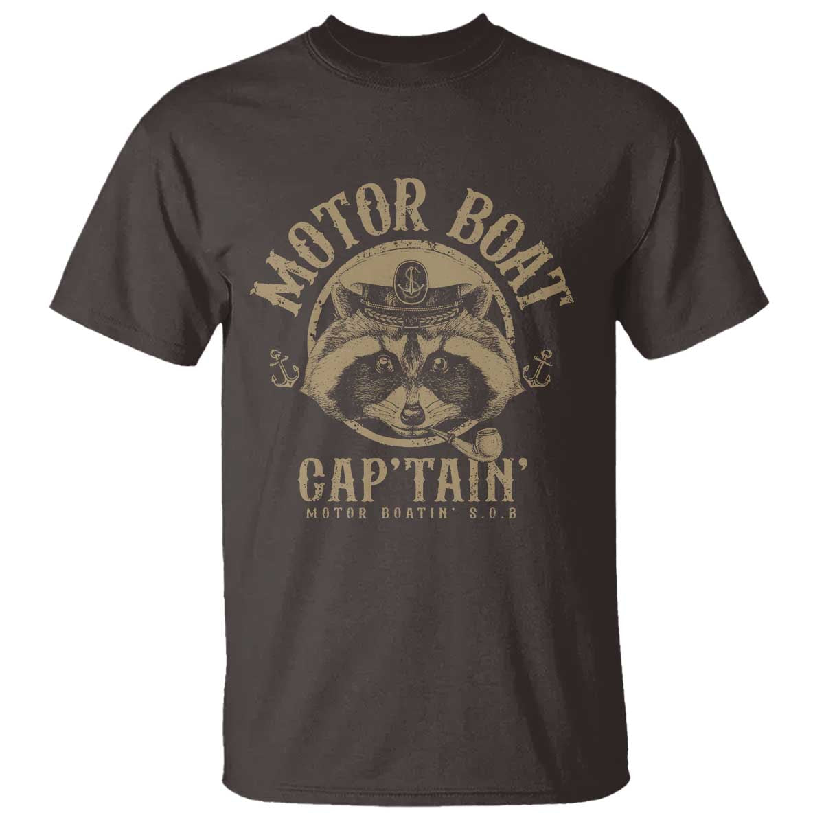 Funny Raccoon Motor Boat Captain T Shirt