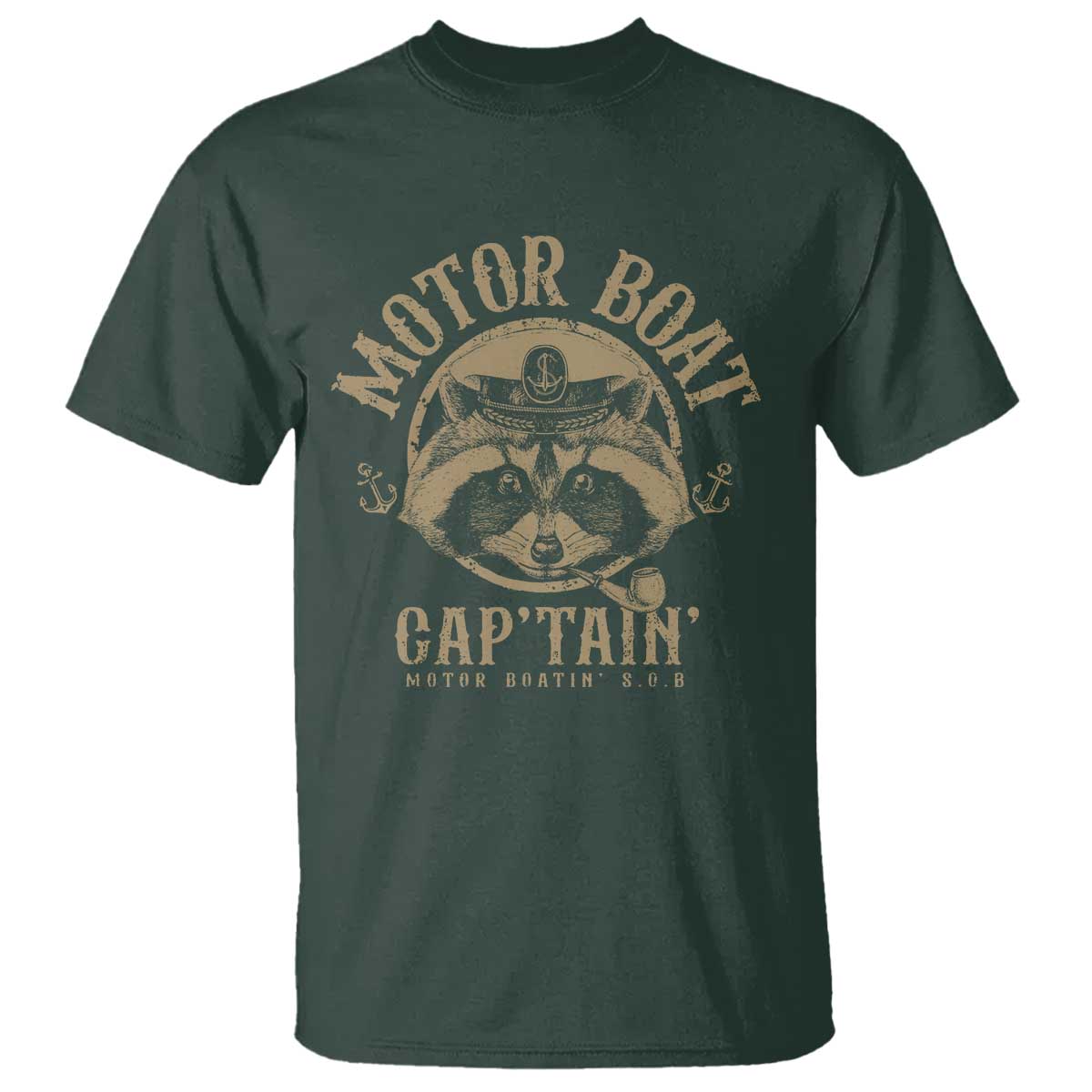Funny Raccoon Motor Boat Captain T Shirt