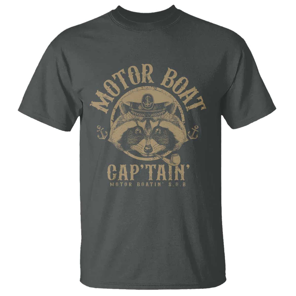 Funny Raccoon Motor Boat Captain T Shirt