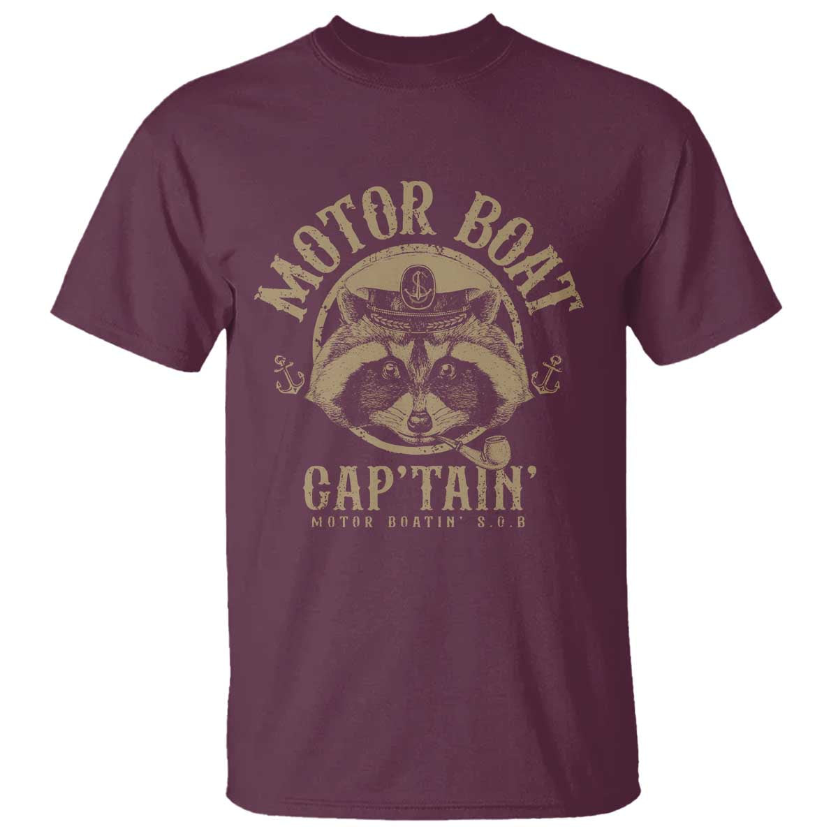 Funny Raccoon Motor Boat Captain T Shirt
