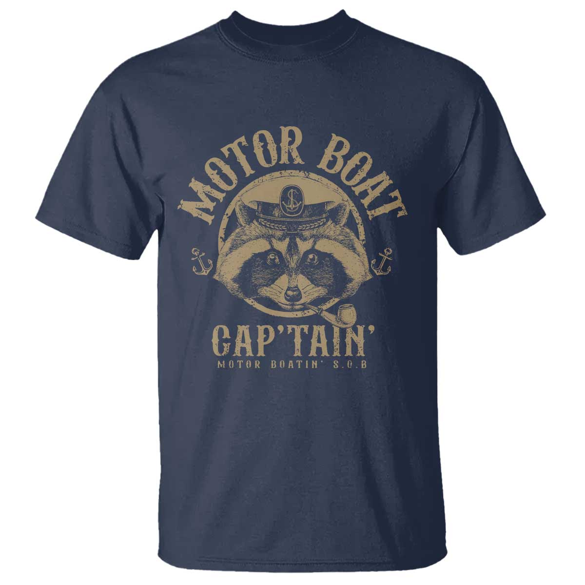 Funny Raccoon Motor Boat Captain T Shirt