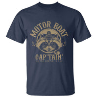 Funny Raccoon Motor Boat Captain T Shirt