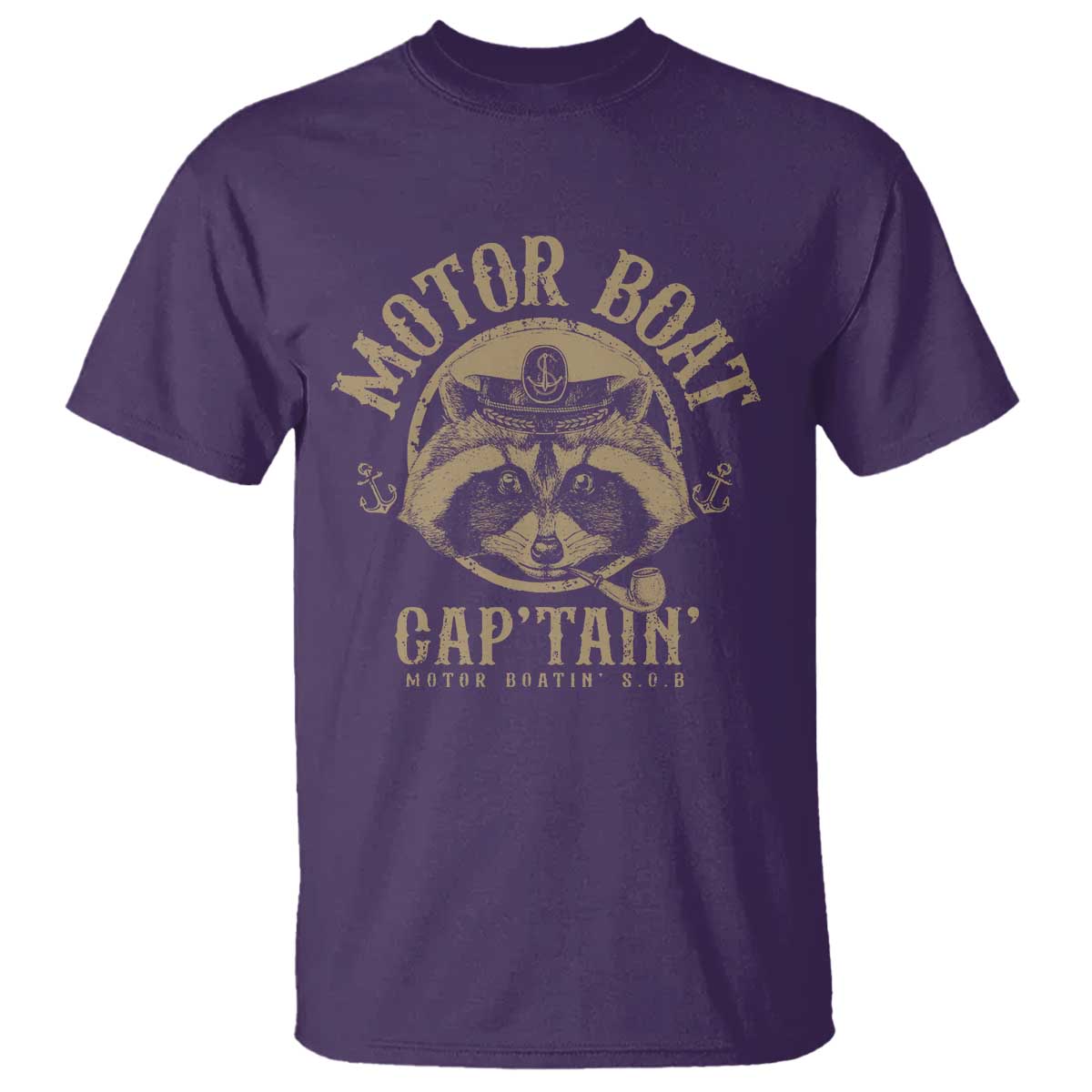 Funny Raccoon Motor Boat Captain T Shirt