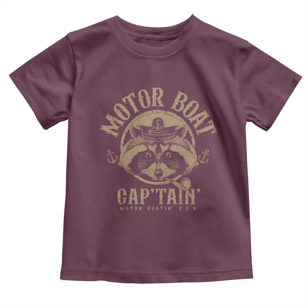 Funny Raccoon Motor Boat Captain Toddler T Shirt