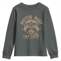 Funny Raccoon Motor Boat Captain Youth Sweatshirt