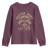 Funny Raccoon Motor Boat Captain Youth Sweatshirt