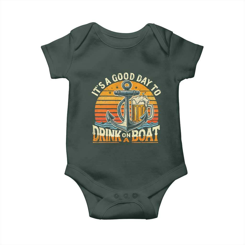It's A Good Day To Drink On A Boat Baby Onesie Retro Sunset