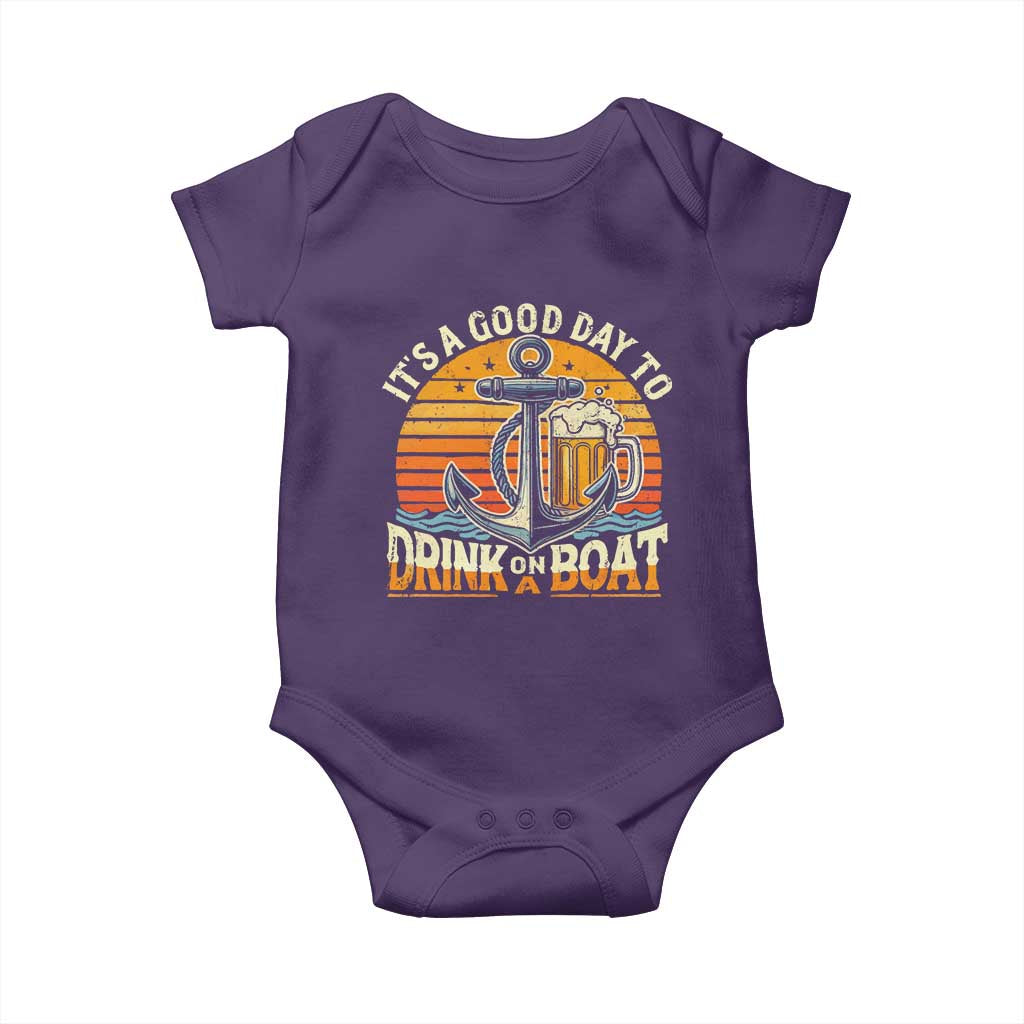It's A Good Day To Drink On A Boat Baby Onesie Retro Sunset