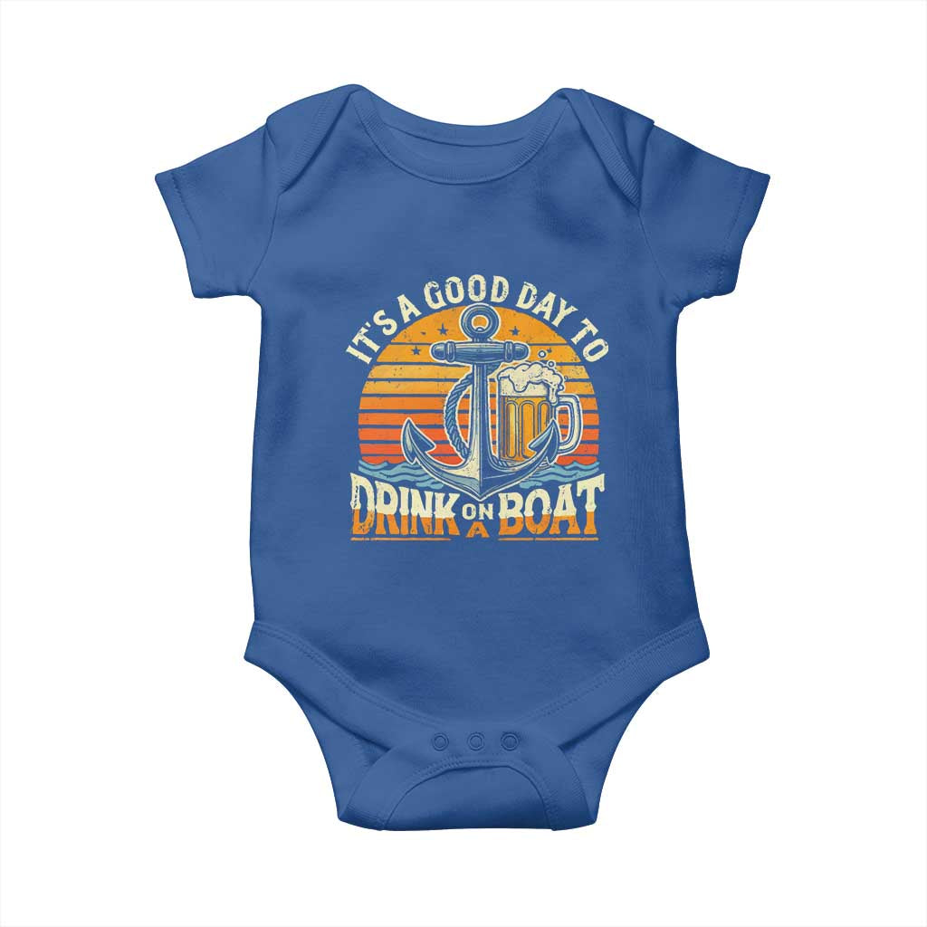 It's A Good Day To Drink On A Boat Baby Onesie Retro Sunset