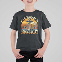It's A Good Day To Drink On A Boat T Shirt For Kid Retro Sunset