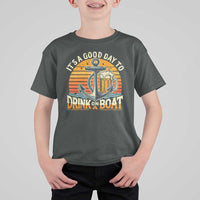 It's A Good Day To Drink On A Boat T Shirt For Kid Retro Sunset