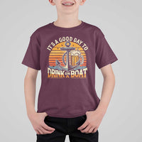 It's A Good Day To Drink On A Boat T Shirt For Kid Retro Sunset