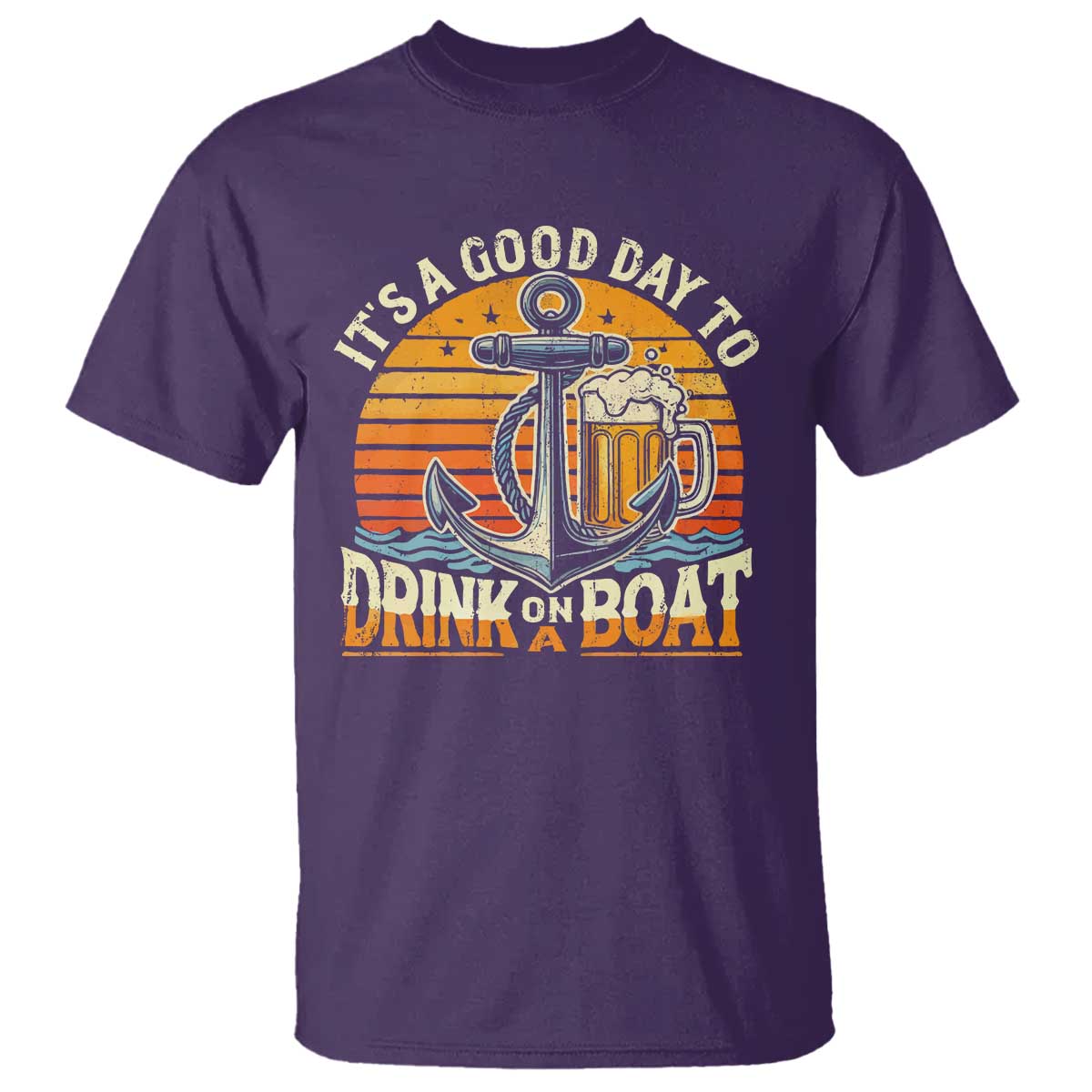 It's A Good Day To Drink On A Boat T Shirt Retro Sunset