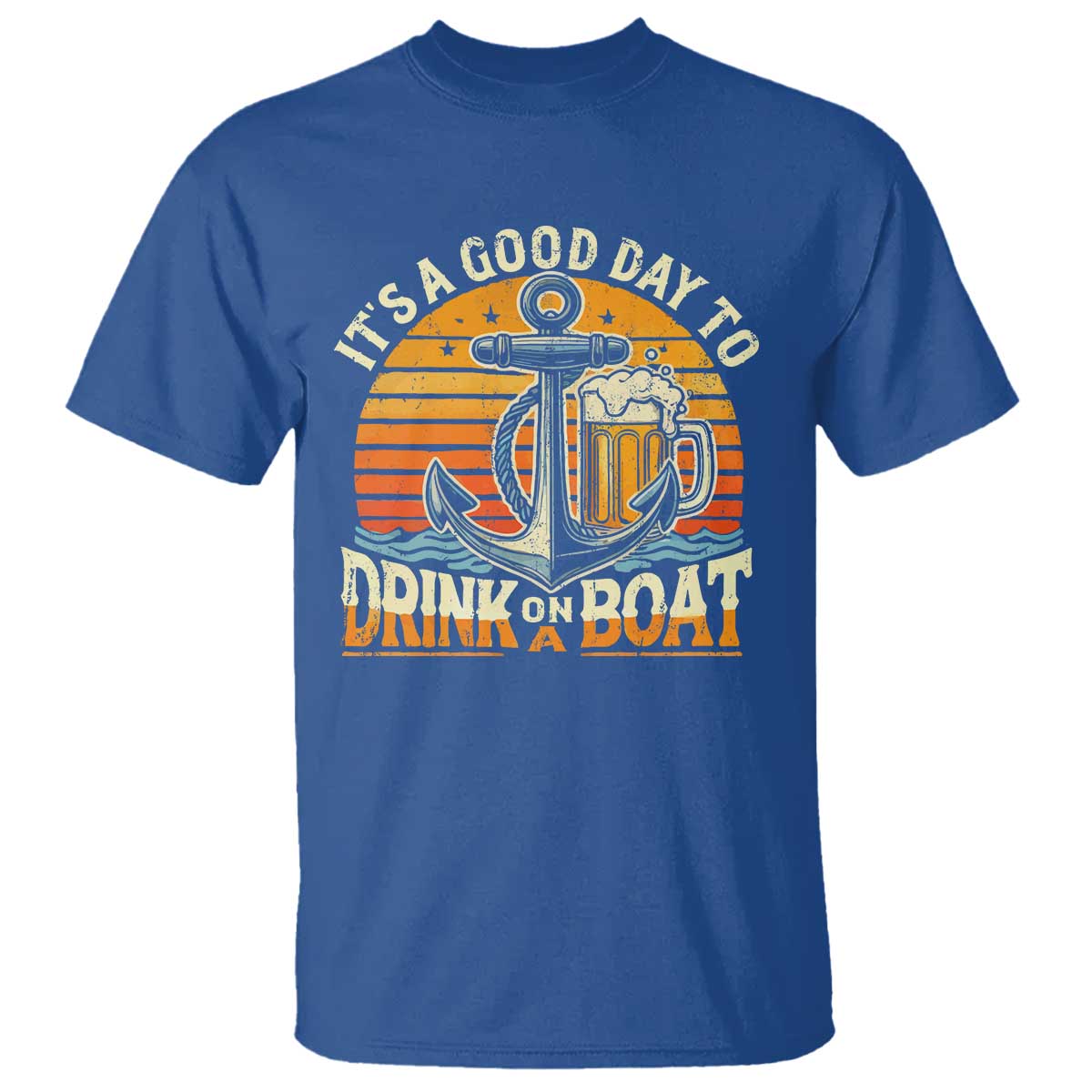 It's A Good Day To Drink On A Boat T Shirt Retro Sunset