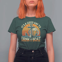 It's A Good Day To Drink On A Boat T Shirt For Women Retro Sunset