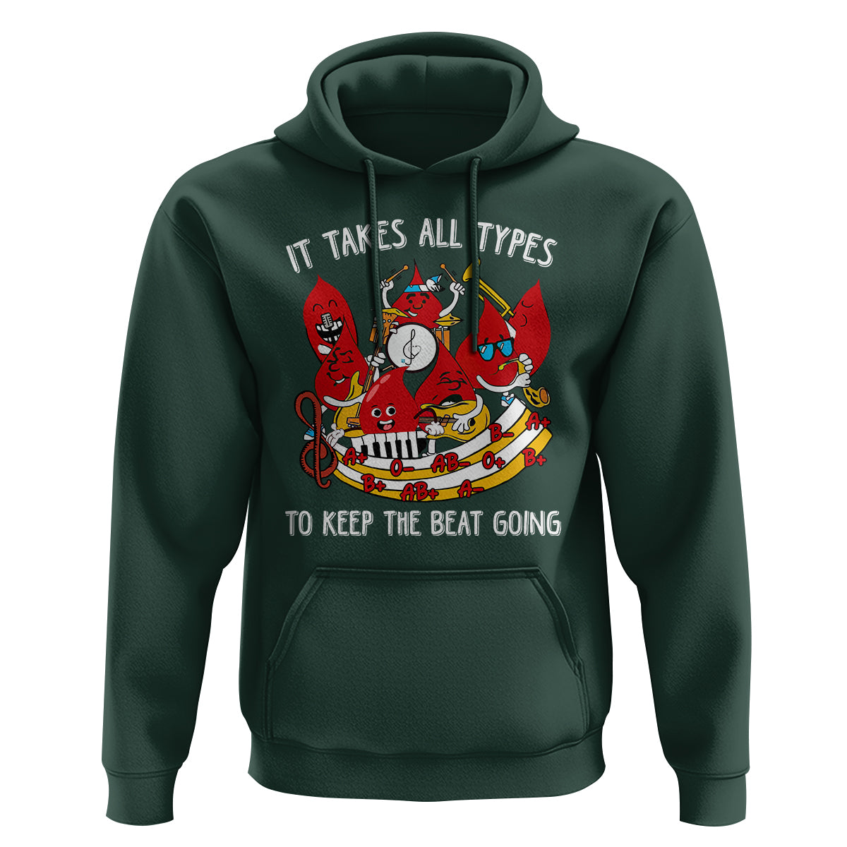 Phlebotomist Hoodie It Takes All Types To Keep The Beat Going - Wonder Print Shop