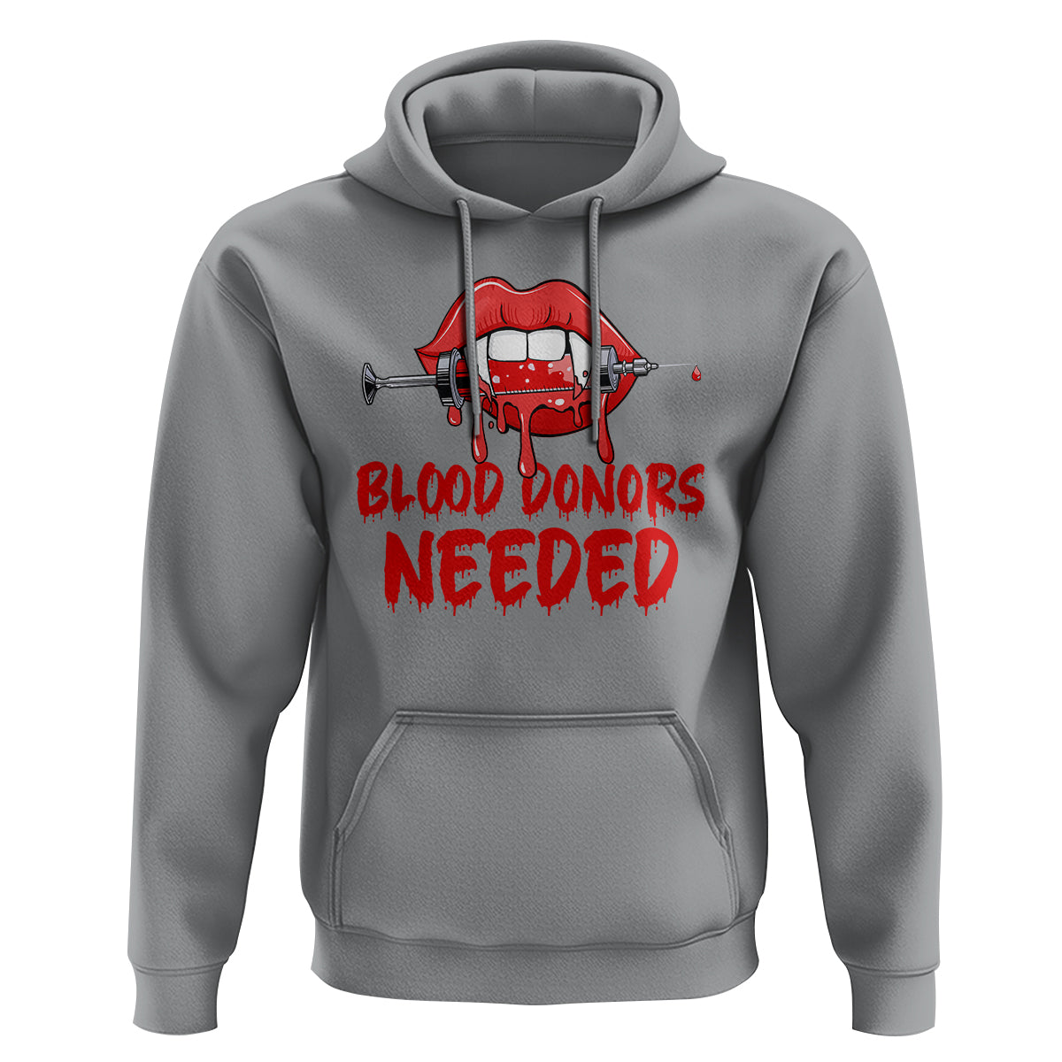Blood Donors Needed Funny Vampire Lip Hoodie - Wonder Print Shop