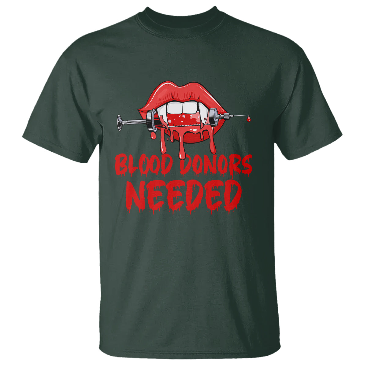 Blood Donors Needed Funny Vampire Lip T Shirt - Wonder Print Shop