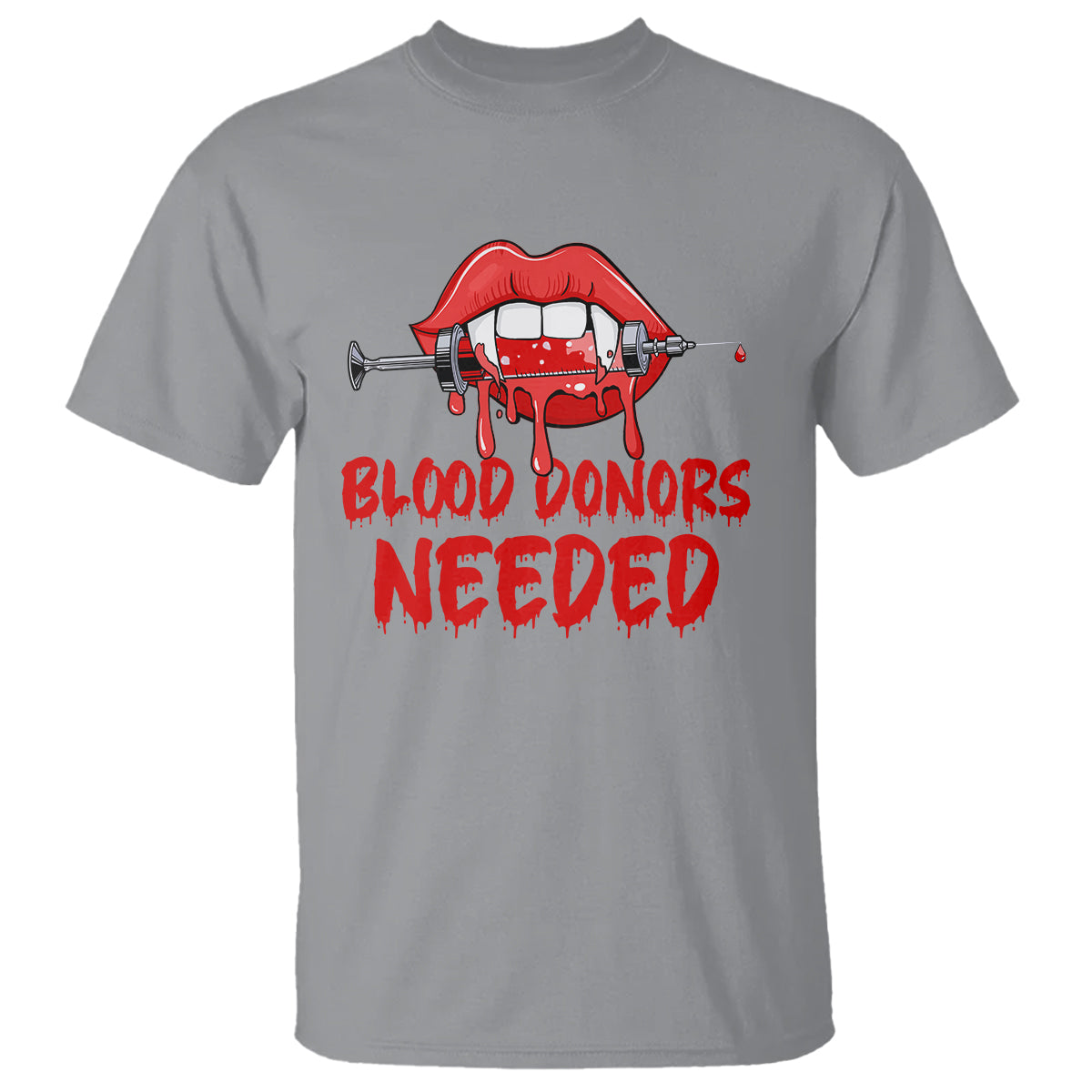 Blood Donors Needed Funny Vampire Lip T Shirt - Wonder Print Shop