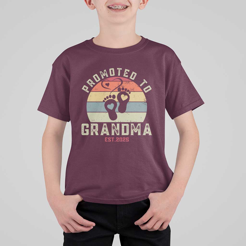 Retro Promoted To Grandma est 2025 T Shirt For Kid