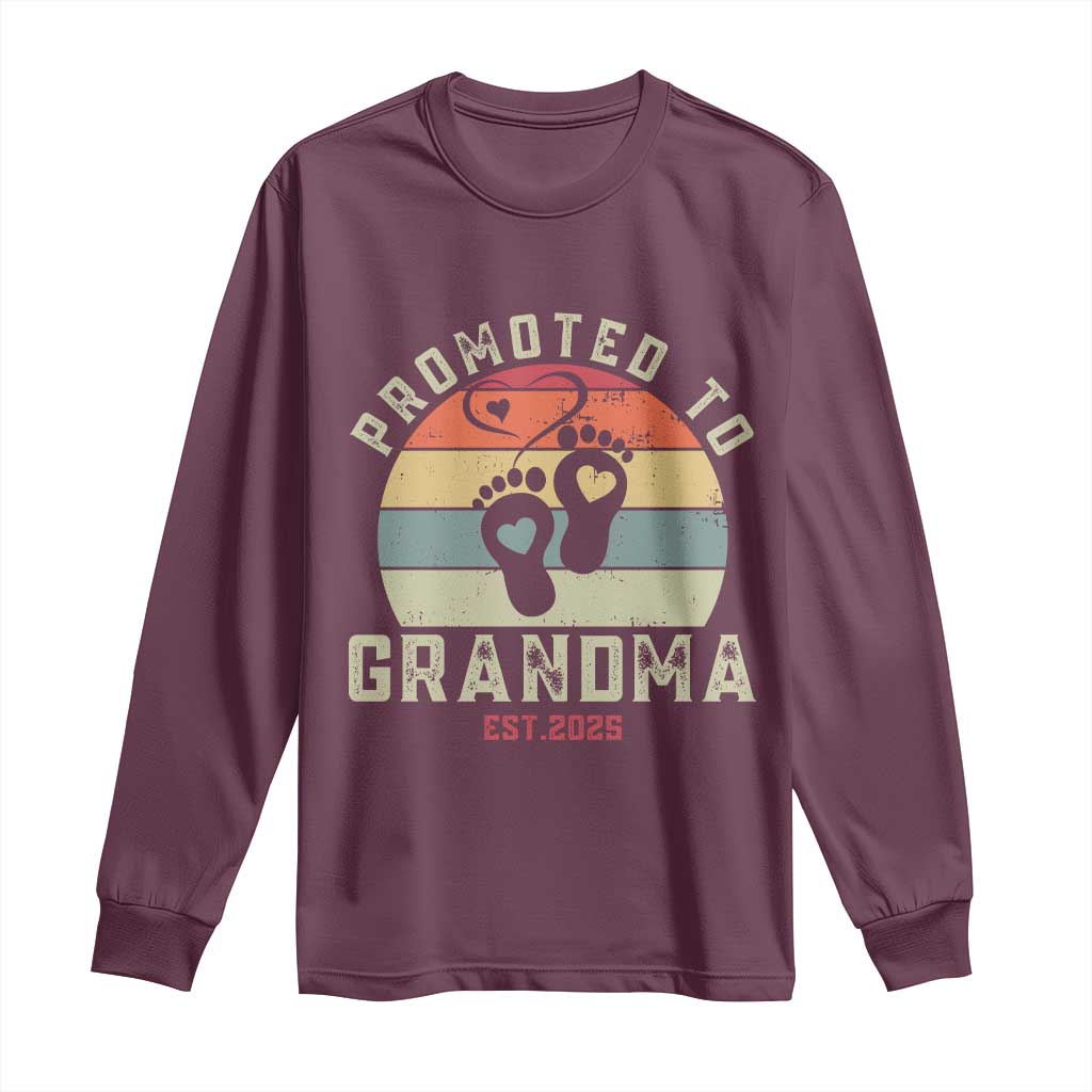 Retro Promoted To Grandma est 2025 Long Sleeve Shirt