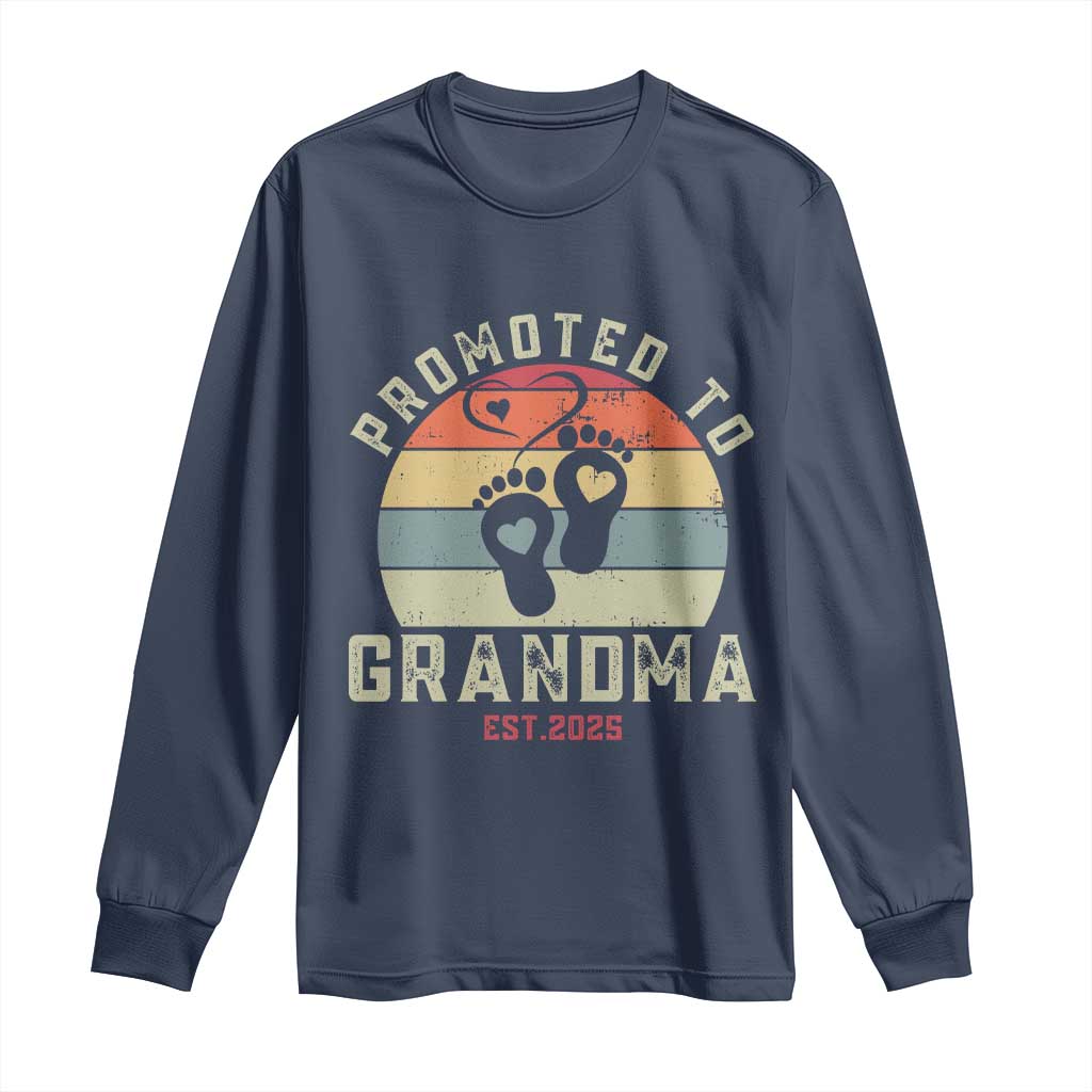Retro Promoted To Grandma est 2025 Long Sleeve Shirt
