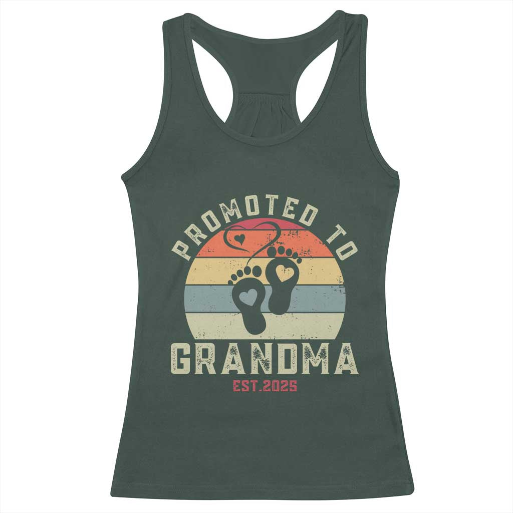 Retro Promoted To Grandma est 2025 Racerback Tank Top