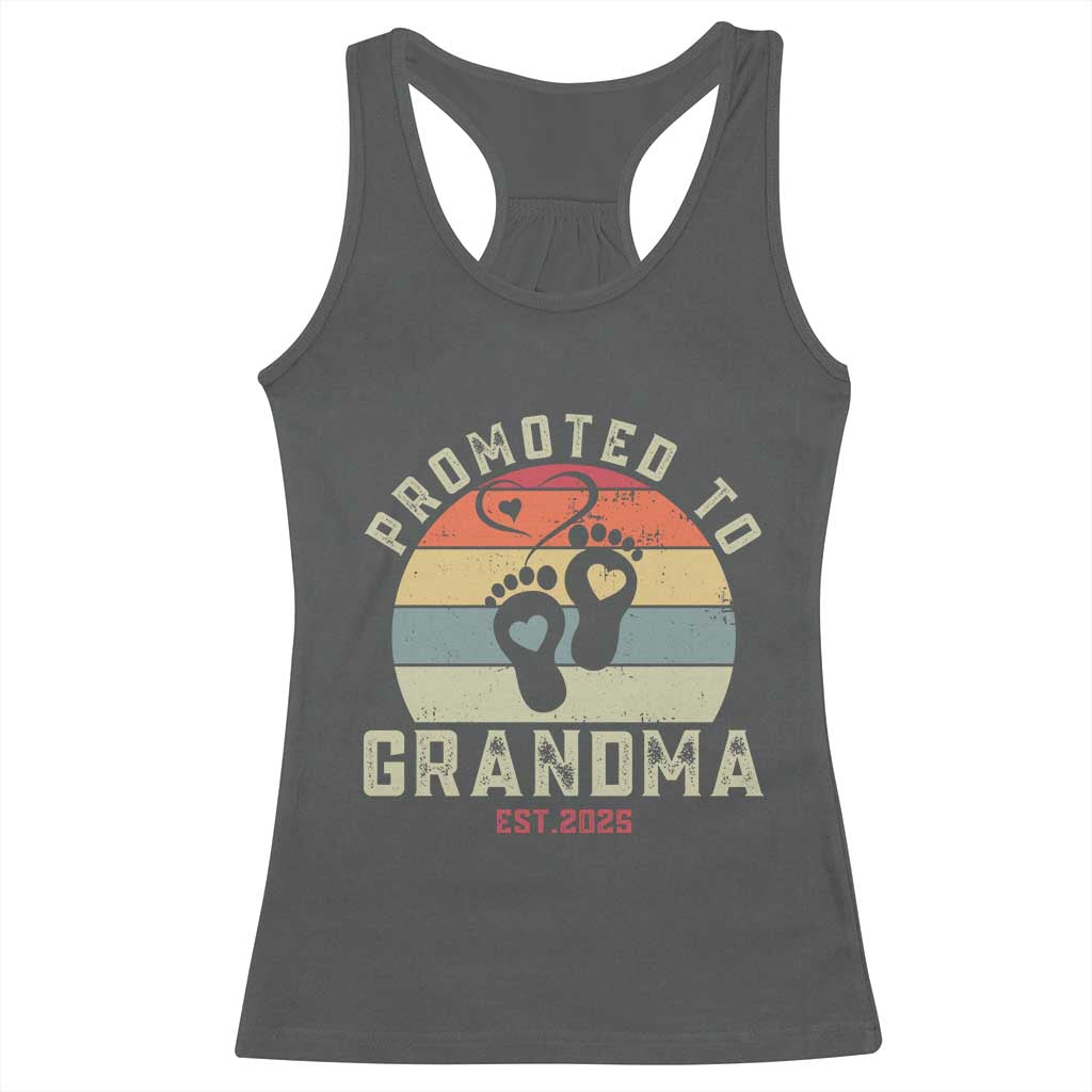 Retro Promoted To Grandma est 2025 Racerback Tank Top