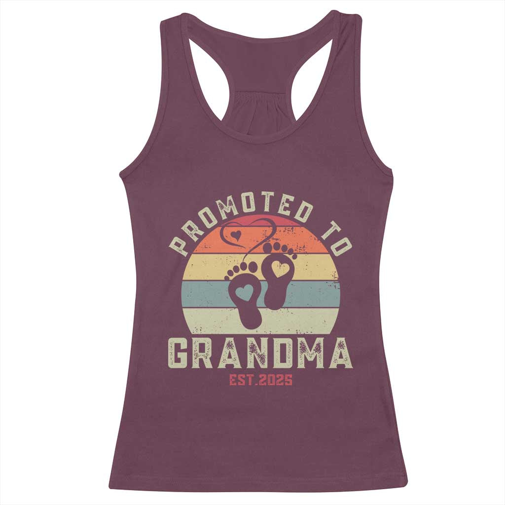 Retro Promoted To Grandma est 2025 Racerback Tank Top