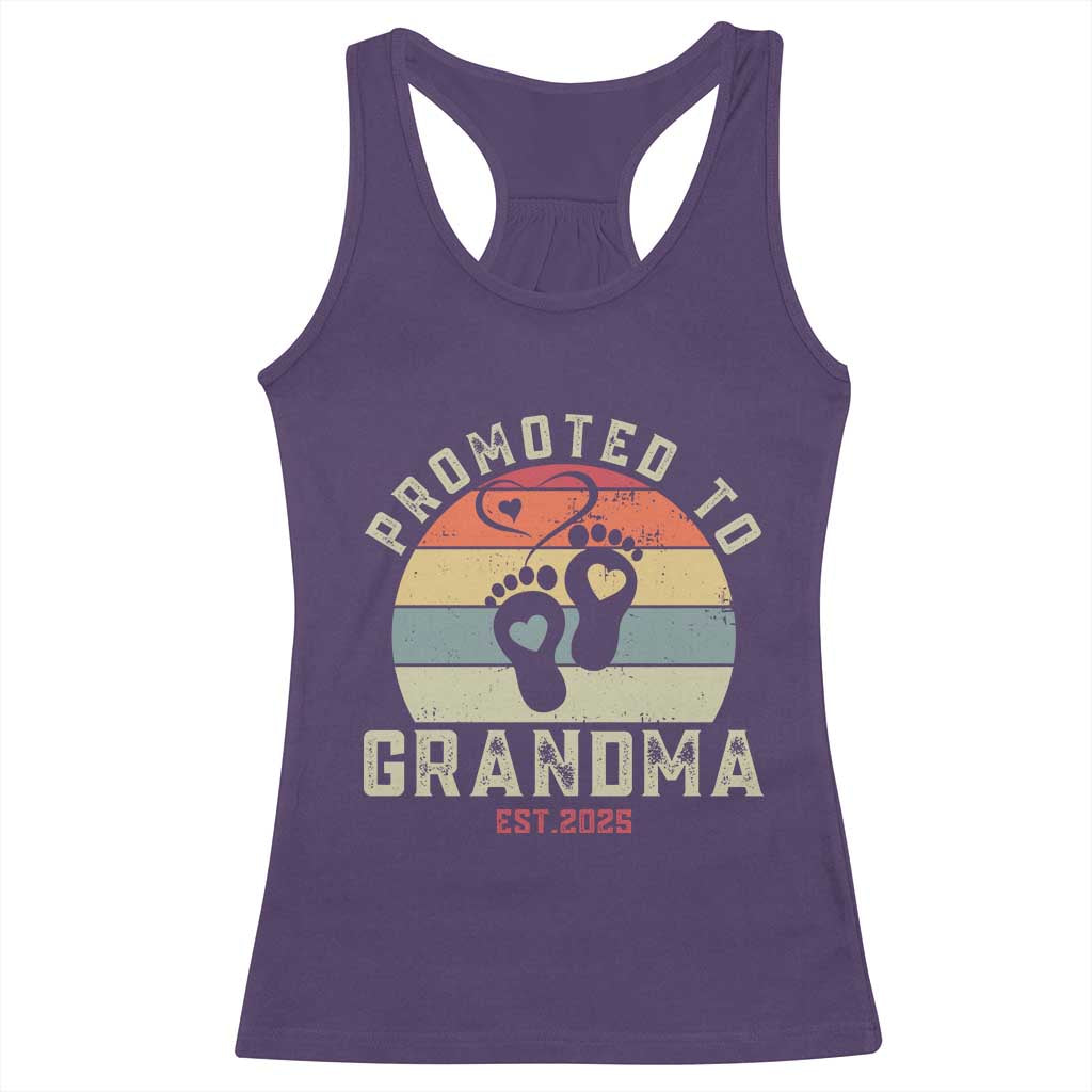 Retro Promoted To Grandma est 2025 Racerback Tank Top