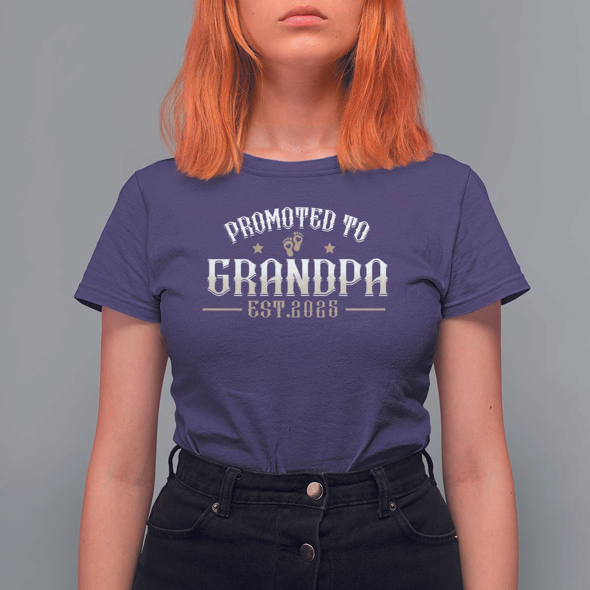 Retro Promoted To Grandpa est 2025 T Shirt For Women