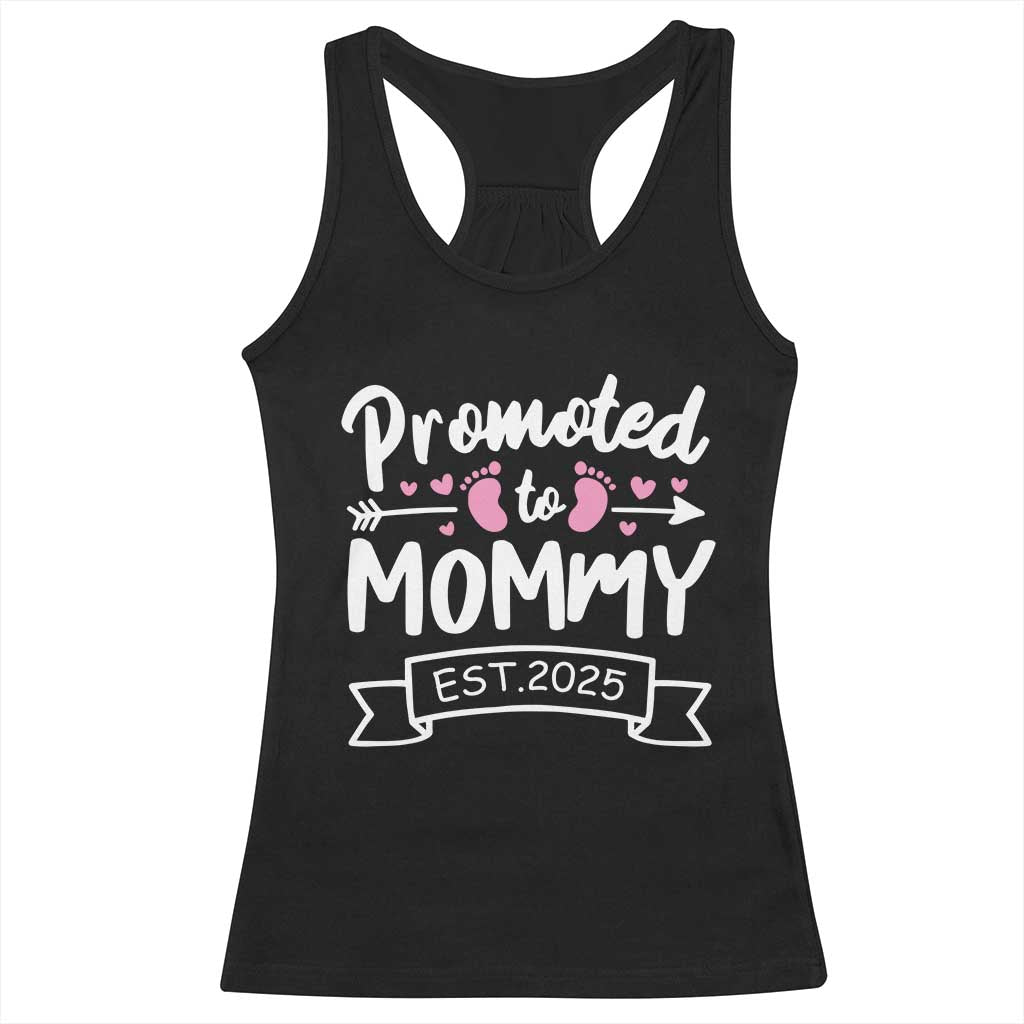 Promoted To Mommy Est 2025 Racerback Tank Top