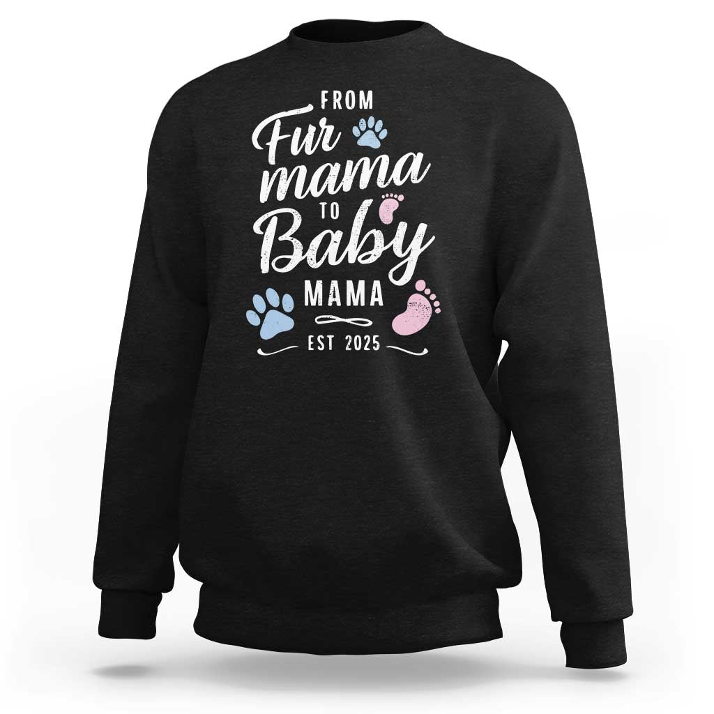 Funny From Fur Mama To Baby Mama Sweatshirt Dog Mom New Mom 2025