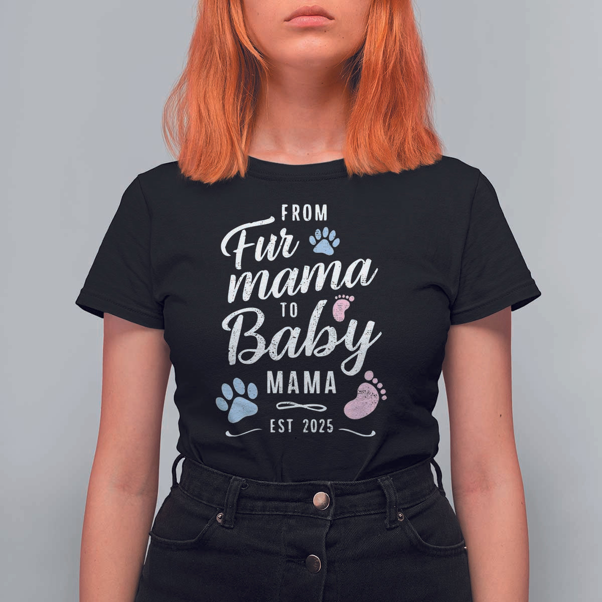 Funny From Fur Mama To Baby Mama T Shirt For Women Dog Mom New Mom 2025