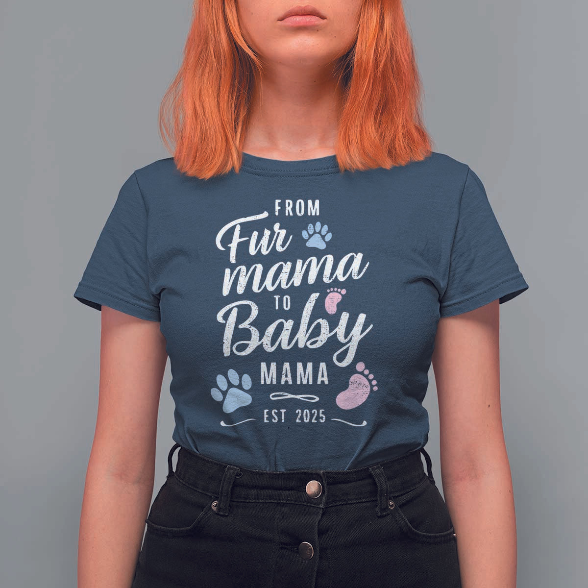 Funny From Fur Mama To Baby Mama T Shirt For Women Dog Mom New Mom 2025