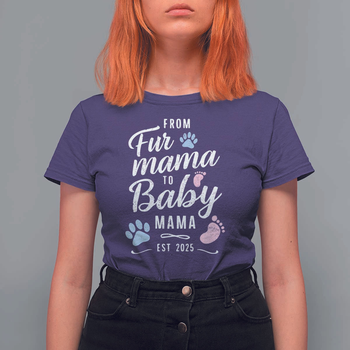 Funny From Fur Mama To Baby Mama T Shirt For Women Dog Mom New Mom 2025