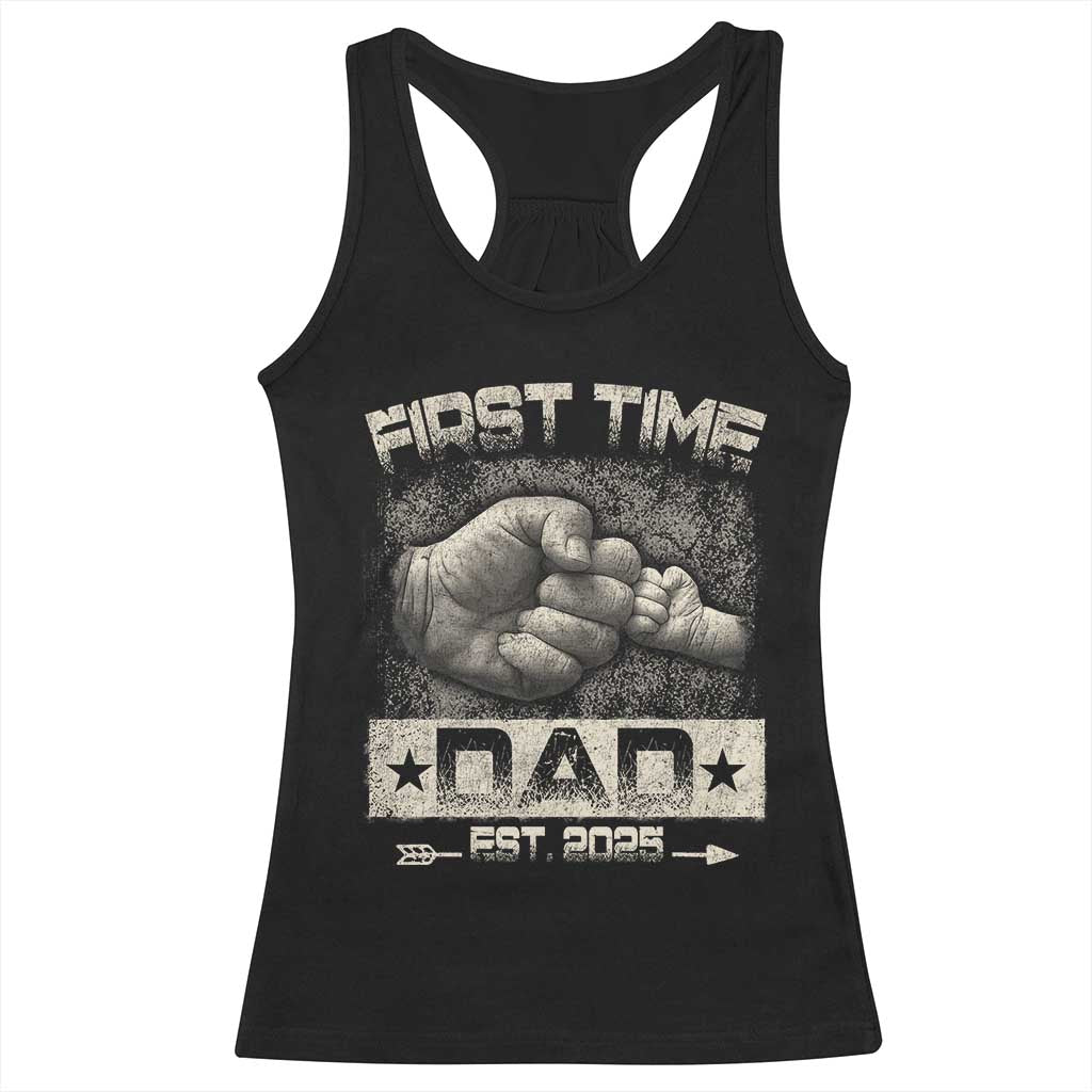 First Time Dad Est 2025 Racerback Tank Top