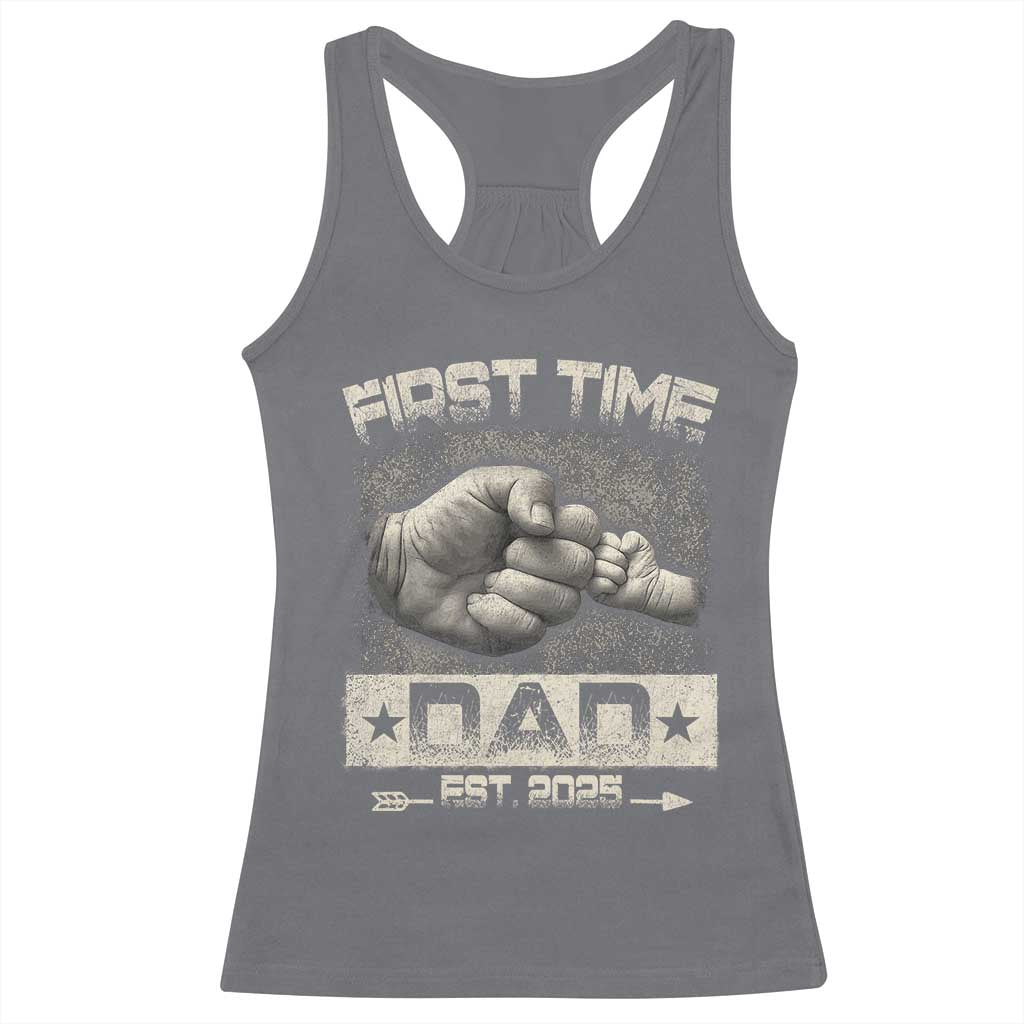 First Time Dad Est 2025 Racerback Tank Top