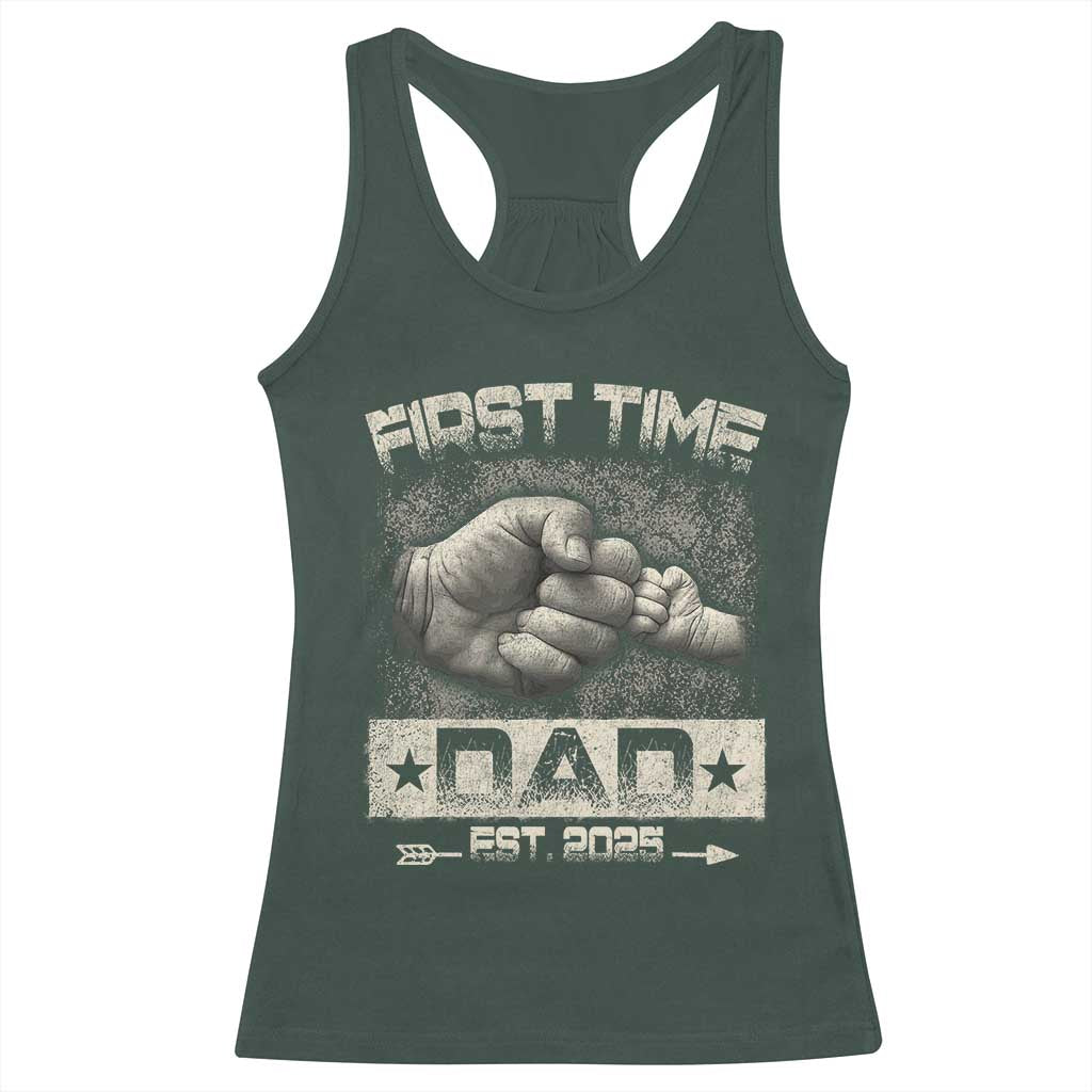First Time Dad Est 2025 Racerback Tank Top