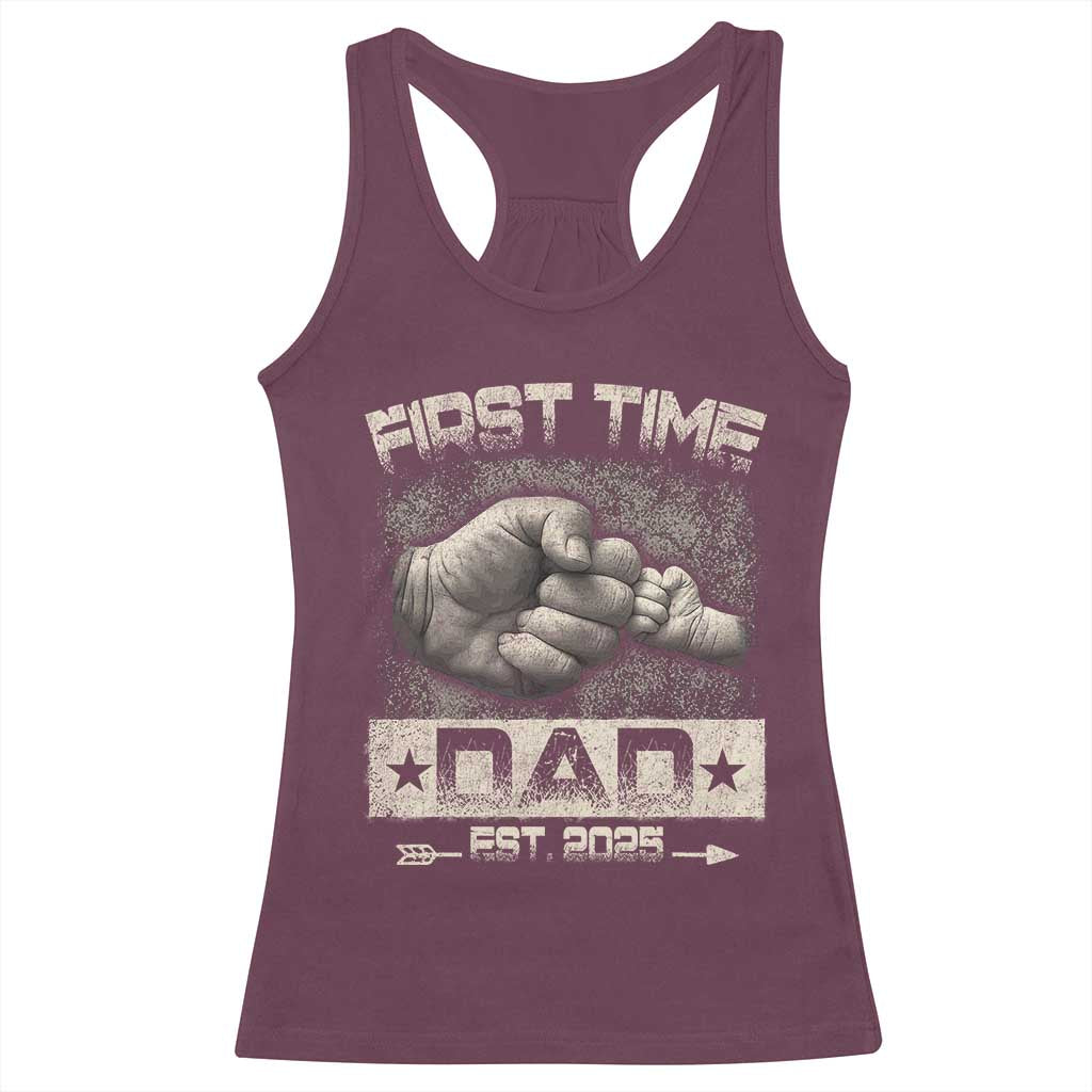 First Time Dad Est 2025 Racerback Tank Top