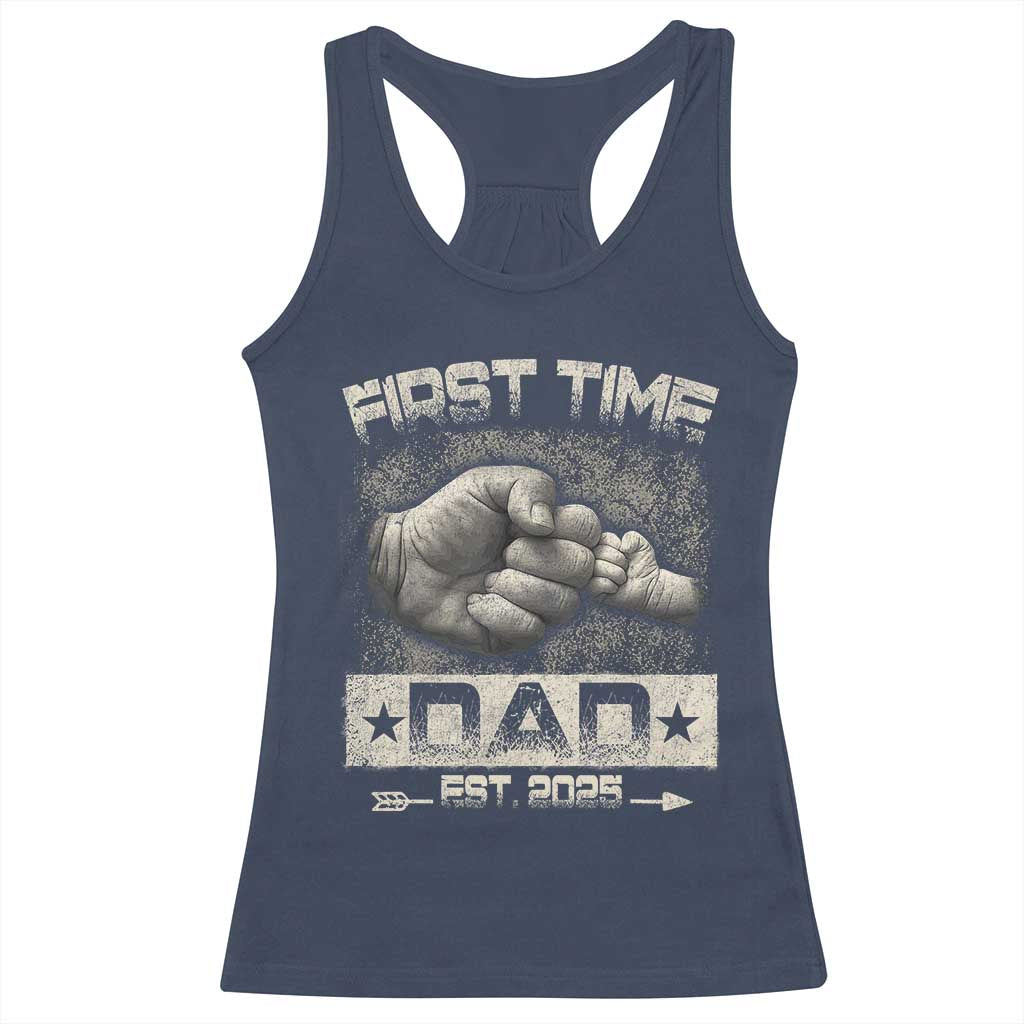 First Time Dad Est 2025 Racerback Tank Top