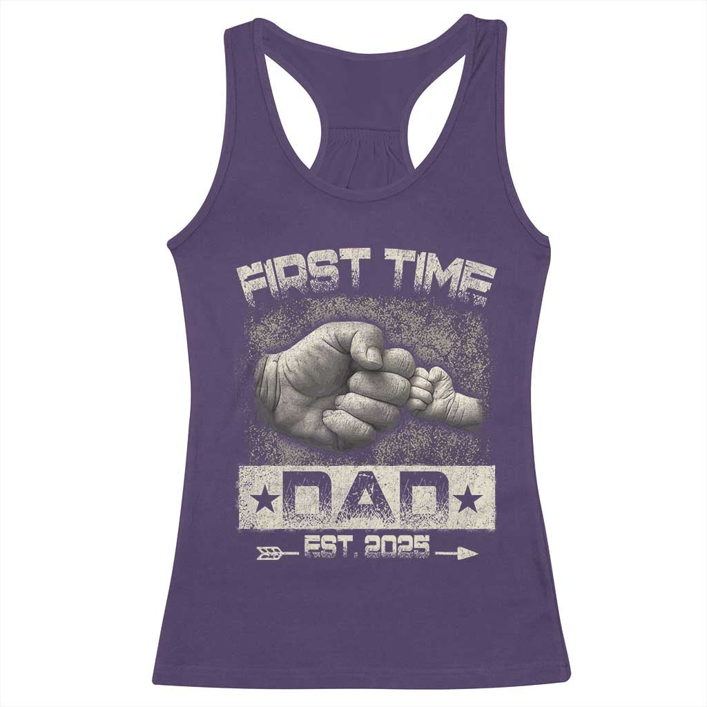 First Time Dad Est 2025 Racerback Tank Top