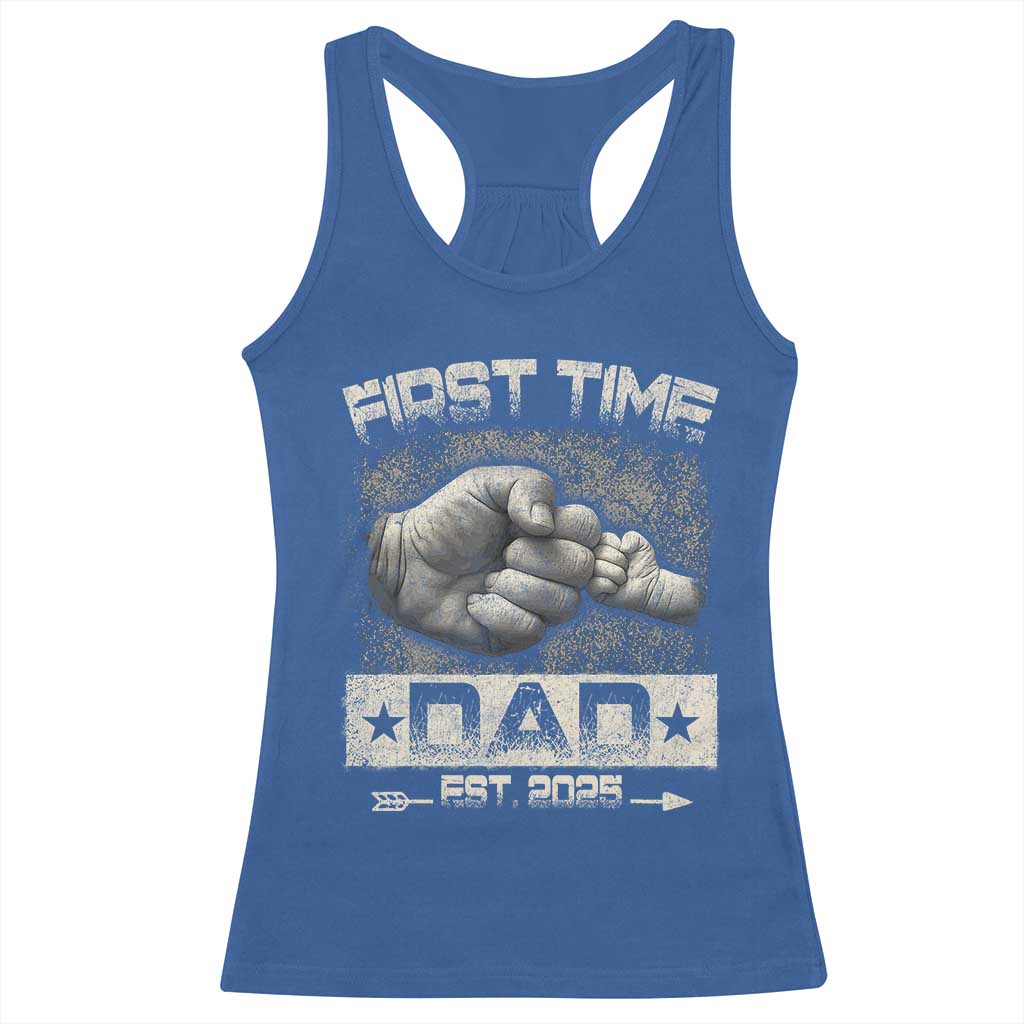 First Time Dad Est 2025 Racerback Tank Top