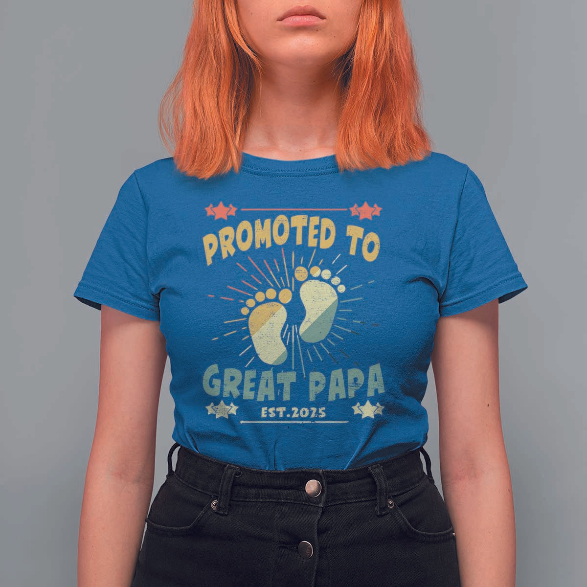 New Dad 2025 T Shirt For Women Promoted to Great Papa