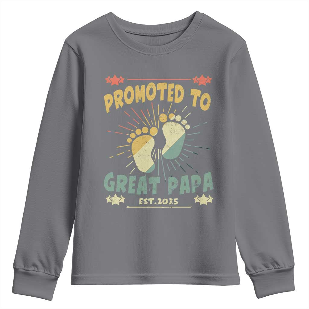 New Dad 2025 Youth Sweatshirt Promoted to Great Papa