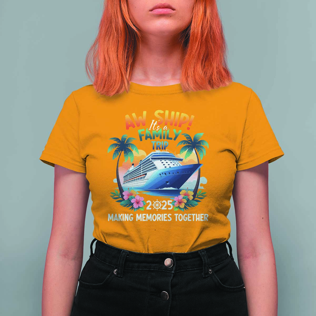 Aw Ship It’s A Family Trip 2025 T Shirt For Women Cruising Trip Summer Vacation