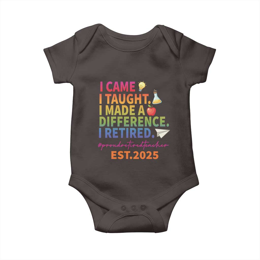 Funny Teacher Retirement 2025 Baby Onesie Came Taught Made Difference Retired